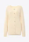 Maison Margiela Cotton Blend Cardigan With Back Iconic Stitching.this Garnment Has Been Treated In Order To Give The In White