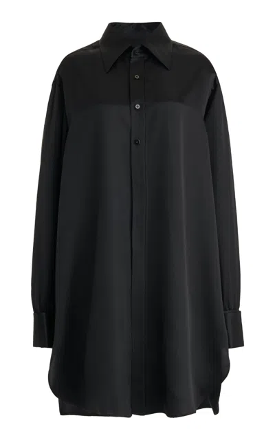 Maison Margiela Oversized Silk Shirt In Black