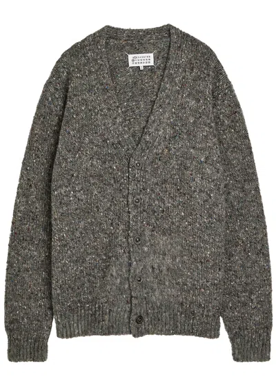 Maison Margiela Oversized Wool Cardigan In Gray