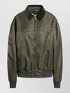 Maison Margiela Padded Nylon Bomber Jacket With Long Sleeves In Green