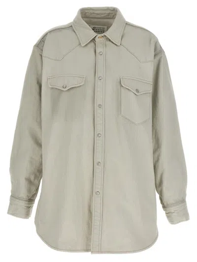 Maison Margiela Cotton Stitched Collar Jacket In Gray