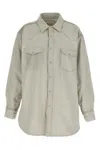Maison Margiela Padded Overshirt Puffer Jackets White In Gray