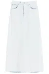 Maison Margiela Paint Effect Denim Maxi Skirt In White