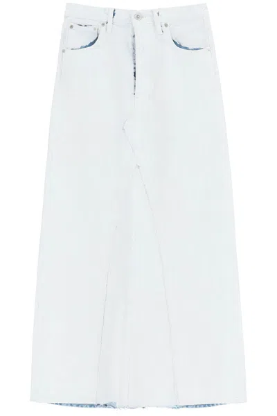 Maison Margiela Paint Effect Denim Maxi Skirt In Weiss