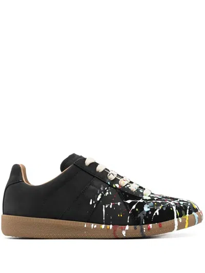 Maison Margiela German Army Replica Paint Drop Sneakers In Black