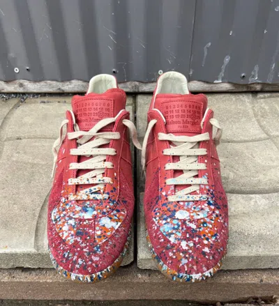 Pre-owned Maison Margiela Paint Replica Shoes In Red