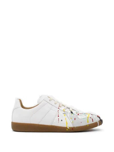 Maison Margiela Replica Patent Leather Art Splatter Sneakers In White