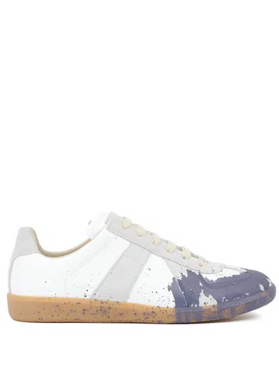 Maison Margiela Replica Painted Leather Low Top Sneakers In White
