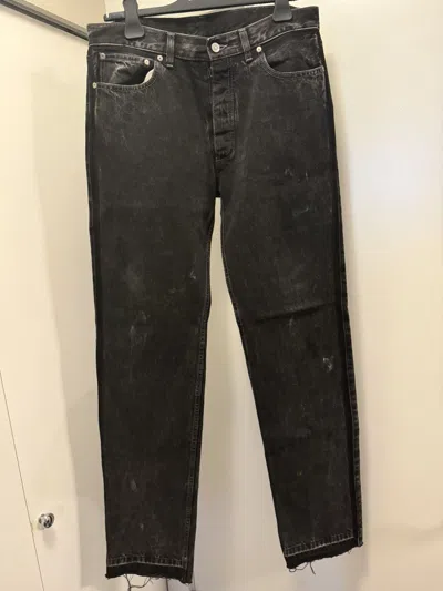 Pre-owned Maison Margiela Paint Splatter Jean With Distressed Bottom Hem In Black