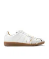Maison Margiela Replica Sneakers In White Leather With Dripping Detail In White