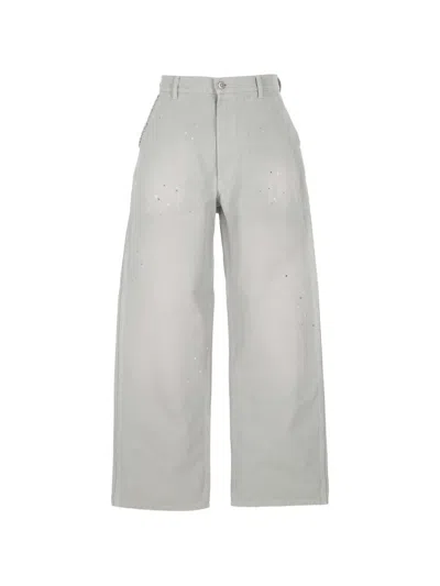 Maison Margiela Paint-splatter Wide-leg Trousers In Gray