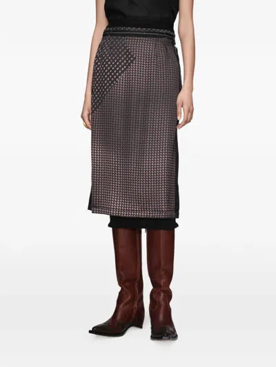 Maison Margiela Paisley-print Four-stitch Midi Skirt In Brown