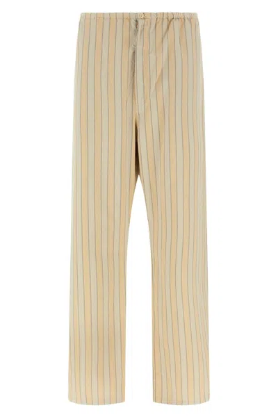 Maison Margiela Striped Pajama Trousers Button Detail Back Pocket In Neutral
