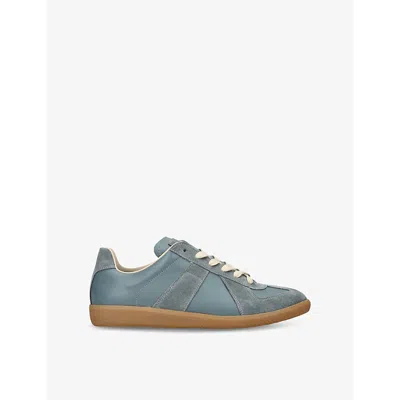 MAISON MARGIELA PALE BLUE REPLICA CONTRAST-SOLE LEATHER LOW-TOP TRAINERS EUR 41 / 7 UK