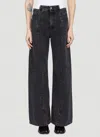 Maison Margiela Black Jeans With Wide Leg And Four-stitch Moniker Logo In Denim Woman