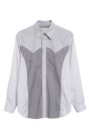 Maison Margiela Striped Patchwork Shirt In White/ Black
