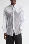 MAISON MARGIELA MAISON MARGIELA PANELED STRIPE COTTON POPLIN BUTTON-UP SHIRT