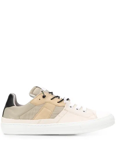 Maison Margiela Panelled Leather Sneakers In Ecru/beige/nero/sand
