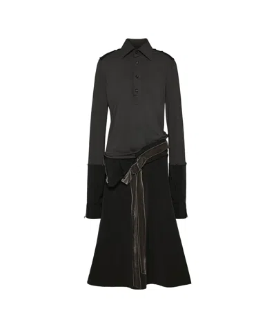 Maison Margiela Panelled Midi Dress In Black