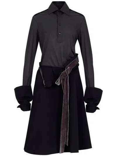 Maison Margiela Panelled Midi Dress In Schwarz