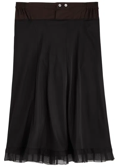 Maison Margiela Panelled Satin-jersey Midi Skirt In Black