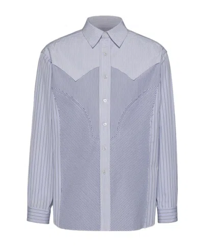 Maison Margiela Panelled Striped Cotton Shirt In Gray