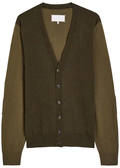 Maison Margiela Panelled Wool Cardigan In Gray
