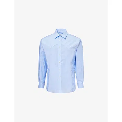 Maison Margiela Ciel Panels Long-sleeves Cotton-poplin Shirt In Blue