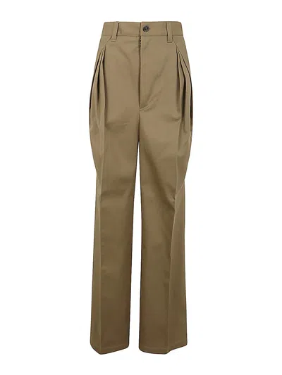 Maison Margiela Casual Pleated Trousers In Brown