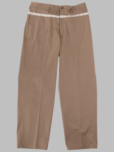 Maison Margiela Pantalone A Gamba Larga In Cotone Cerato In Brown