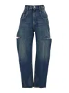 Maison Margiela High-waisted Wide-leg Jeans With Horizontal Cut-out Details In Blue