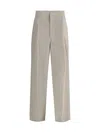 Maison Margiela Wide-leg Pleated Cotton Blend Trousers In Beige