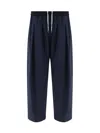 Maison Margiela Loose Fit Cotton Cropped Trousers In Blue
