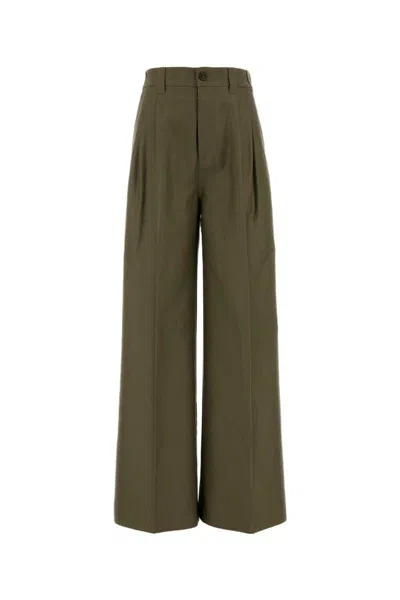 Maison Margiela Utility Cotton Wide-leg Pants For Women In Green