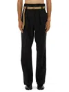 Maison Margiela High-waisted Pants With Pleats And Stylish Belt In Black