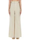 Maison Margiela Wide-leg Pleated Cotton Blend Trousers In Beige