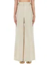 Maison Margiela Wide-leg Pleated Cotton Blend Trousers In Ivory