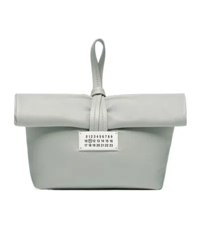 Maison Margiela Paper Leather Clutch Bag In Green