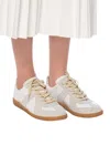 Maison Margiela Women Replica Low-top Leather Sneakers With Suede Inserts In White