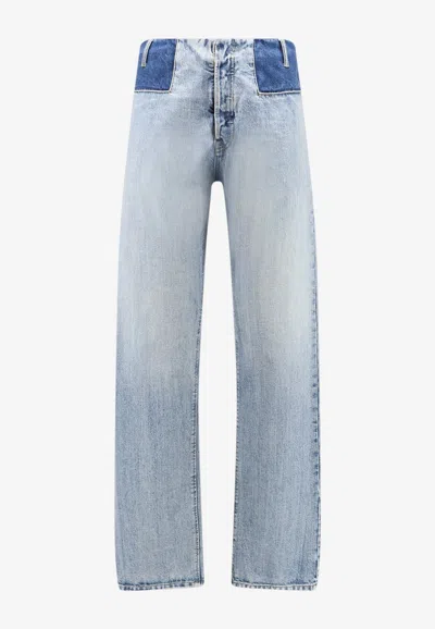 Maison Margiela Patchwork Denim Pants With Four-stitches In Animal Print