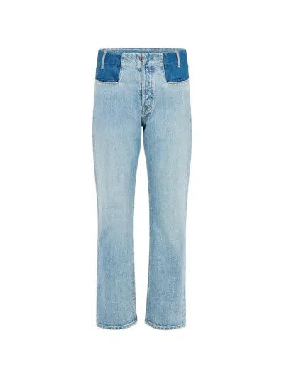 Maison Margiela Patchwork Four White Stitches Jeans In Blue