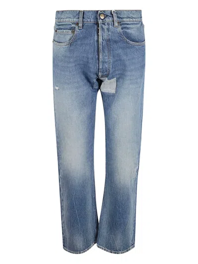Maison Margiela Denim Trousers Featuring Front Patch In Blue