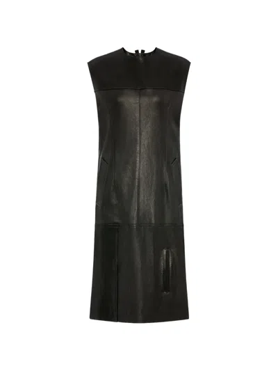 Maison Margiela Patchwork Leather Midi Dress In Black