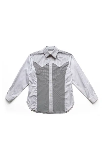 Maison Margiela Patchwork Striped Button Down Shirt Black