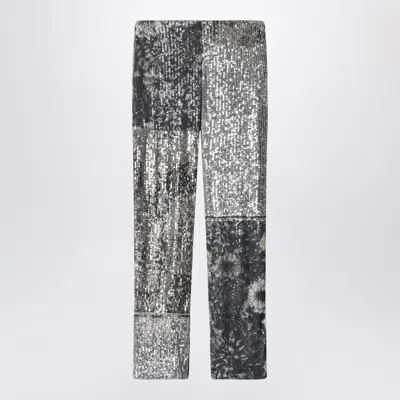 Maison Margiela Patchwork Trousers With Floral Sequin Detail In Multi