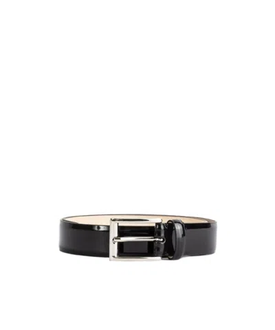 Maison Margiela Patent Leather Buckle Belt In Black