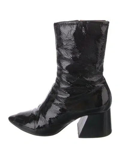 Pre-owned Maison Margiela Patent Leather Combat Boots In Black
