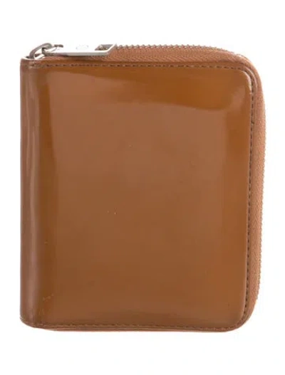 Pre-owned Maison Margiela Patent Leather Compact Wallet In Brown