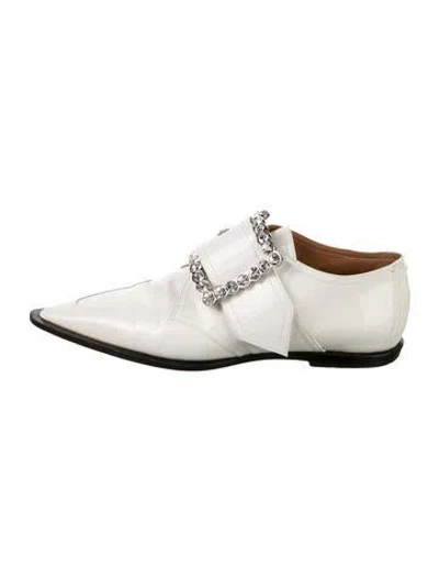 Pre-owned Maison Margiela Patent Leather Crystal Embellishments Mules In White
