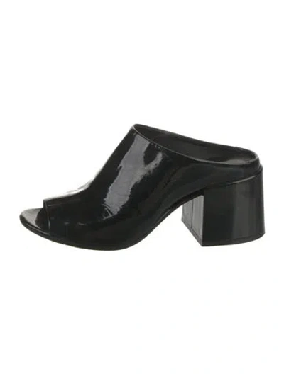 Pre-owned Maison Margiela Patent Leather Mules In Black